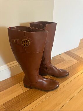 Tommy Hilfiger Cognac Tall Leather Riding Boots